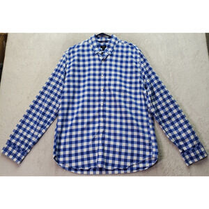 J.CREW Oxford Shirt Mens Large Blue Check Flannel Cotton Long Sleeve Button Down